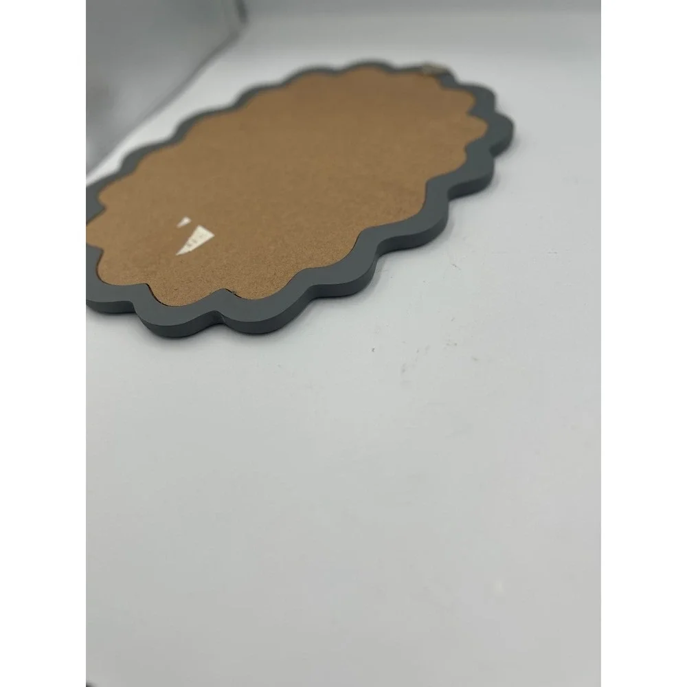Scalloped Oval Wall Mirror Matte Black Wavy Frame Decorative Accent 12x9